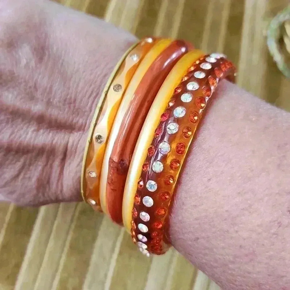 6 stack‎ bracelets orange yellow - Picture 2 of 10